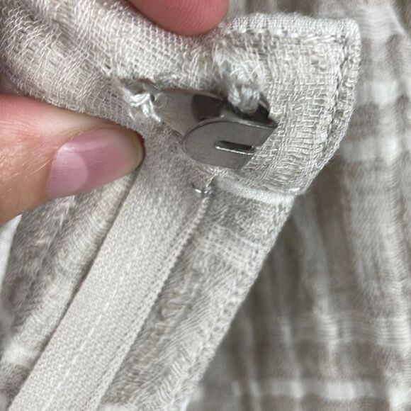 Honey Belle Linen High Waist Fringe Hem Window Pane Plaid Shorts S - Picture 6 of 9